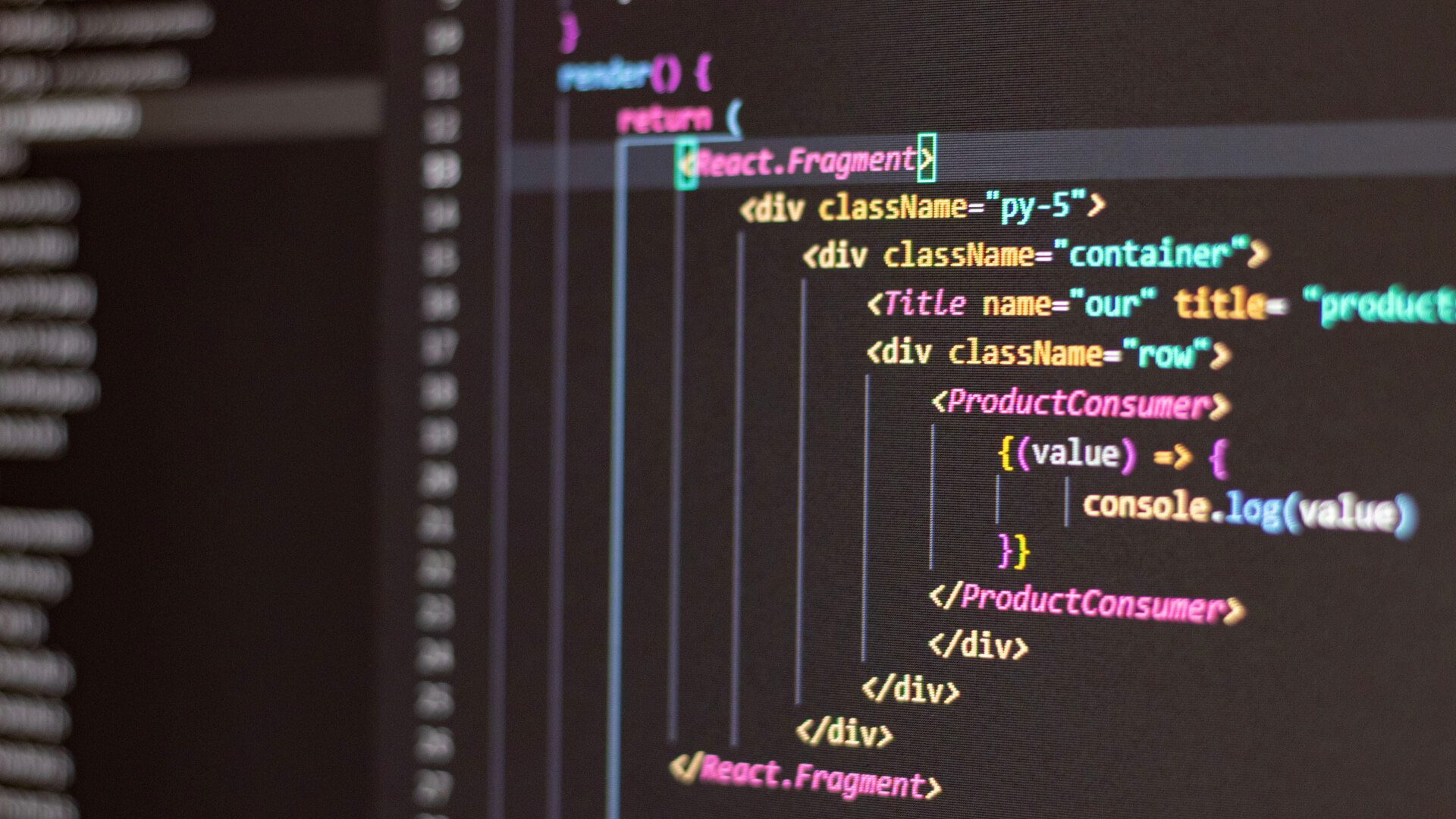 A sreenshot of some React JSX code